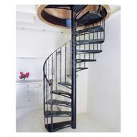 Escalier en colimaçon moderne sur mesure pour intérieur, structure en acier au carbone, marches en bois massif, garde-corps de sécurité