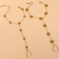 Bracelet en acier inoxydable doré à quatre feuilles de trèfle, connecté aux doigts, 4 perles, simple, élégant, fait main, cadeau tendance pour femme