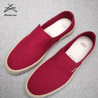 Espadrilles en toile pour hommes de haute qualité, chaussures décontractées en paille à enfiler, mocassins en toile pour hommes, chaussures en caoutchouc, baskets