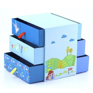 Cartoon Cute Design Cardboard 3 Layer Drawer <b>Storage</b> <b>Box</b> Multi-Layer Gift Packaging <b>Box</b> - Product Image 1