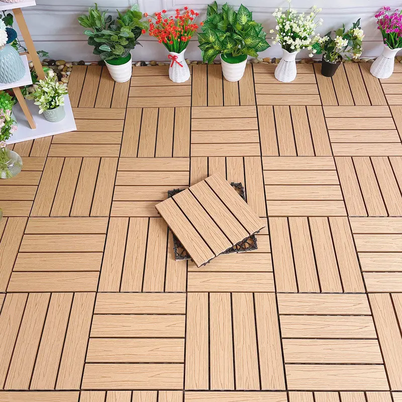 Trung Quốc Nhà Máy Outlet OEM ODM Vườn Thiết Kế 300*300 Rỗng Diy Wpc Composite Decking Gạch