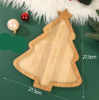 Kerstboomvormig dienblad van bamboe en hout, bamboe dinerbord voor kerstfeesten, fruit- en dessertbord voor thuisgebruik