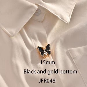 JFRB048カスタムボタンクリップジュエリー白/黒エナメル蝶ボタンカバー女性用シャツカフリンクスーツブレザー装飾 - Product Image 2