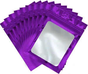 Sacs de stockage de nourriture refermables Mylar Ziplock avec pochette d'emballage de grains de café à fenêtre transparente pour les fournitures de stockage auto-scellantes alimentaires