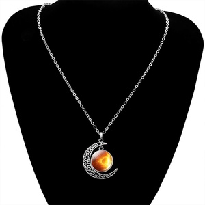 Collana pianeta luminoso sistema solare terra saturno giove vetro Cabochon pendente spazio esterno astronomia gioielli - Product Image 4