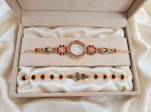 Reloj Rakhi Rudraksha de calidad premium con pulsera de Rudraksha, combo de exportación a precio razonable. - Product Image 3