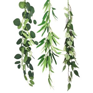 Feuilles d'eucalyptus artificielles en soie, <span class=keywords><strong>série</strong></span> de tiges de 1 m de long avec des feuilles de bambou, sensation naturelle pour l'intérieur et l'extérieur, longue durée - Product Image 4