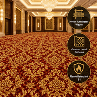 Moquette rouge mur à mur pour salle de bal avec motifs, pour hôtel, salle de banquet, projet en nylon Axminster