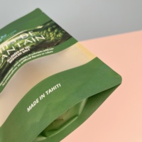 Sachet personnalisé en papier kraft brun recyclable avec fermeture éclair, finition mate, fenêtre et thermoscellage, pour chips de plantain et sucre, MOQ 100 pièces