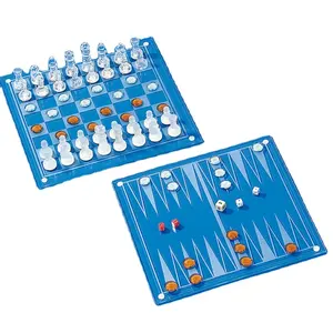 LANDER-MAN 3 IN 1 scacchi IN vetro, dama e Backgammon Set giochi di scacchi