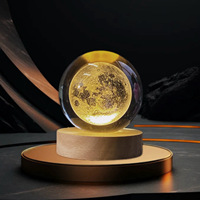 Boule de cristal 3D avec gravure laser intérieure, artisanat créatif, lumière LED décorative à brancher, veilleuse moderne, éclairage chaleureux, cadeau pour le salon