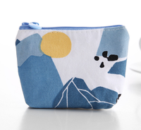 Grosir Mini Kartun Geometris Dompet Koin Kunci Kanvas Tas Penyimpanan Kecil Dompet Mini Dompet Koin untuk Uniseks
