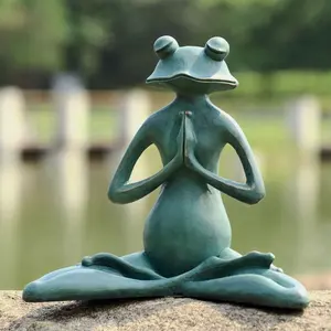 Hot sale modern metal bronze casting garden animal yoga frog sculpture for decoration