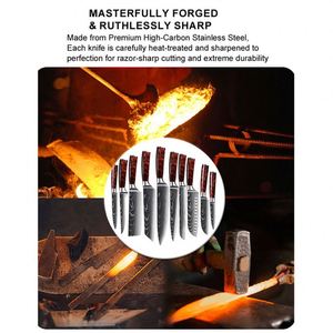 10 Pieces Red Resin Damascus Pattern Kitchen <b>Knife</b> <b>Set</b> Japanese Style Ultra <b>Sharp</b> Professional Chef Utility Bread Paring <b>Knives</b> - Product Image 4