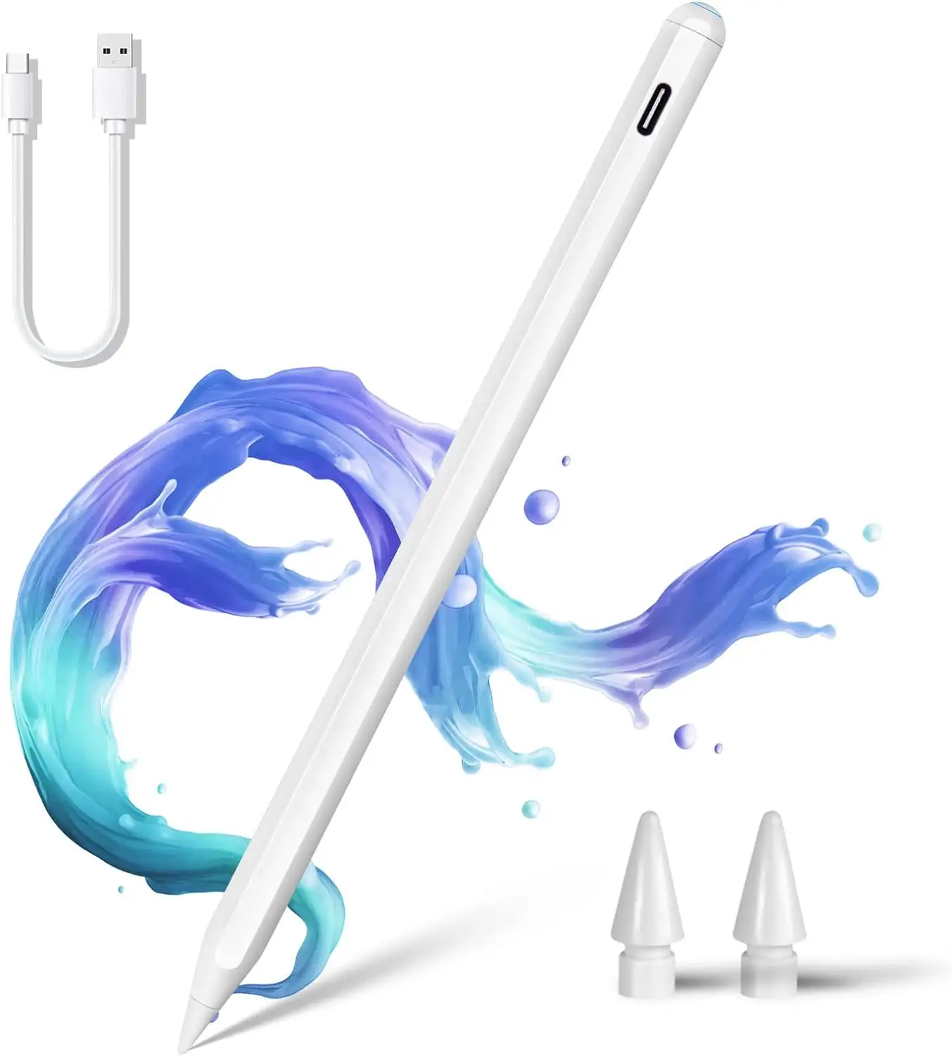Lápis Stylus de carregamento sem fio Bluetooth para iPad 2018-2023 Escreva e desenhe com rejeição de palma