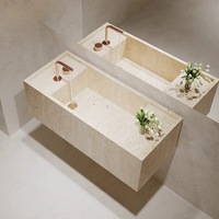 Comptoirs en pierre frittée de marbre gris béton moderne, surface solide, meuble-lavabo intégré, LED, résistant à l'eau
