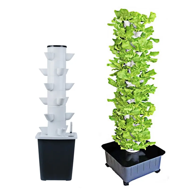 Plant Growing System Kit Outdoor Vertical System White Green With Pump Soilless Cultivation