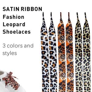 Cordones de satén de 2 cm de ancho para zapatos planos, lisos, sedosos, con estampado de leopardo, de poliéster, para zapatos casuales de mujer - Product Image 4