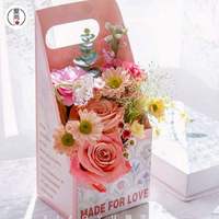 Cajas de Embalaje para Ramos de Flores con Asa Impresas Personalizadas, Bolsas de Regalo Florales de Cartón para Floristas, Bodas y Eventos, Venta al Por Mayor