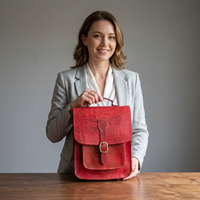 Tas Kantor Kulit Asli Personalisasi, Tahan Air, Bordir Logo, Motif Hewan, Penutup Ritsleting dengan Tali Pergelangan Tangan, Kapasitas 3kg