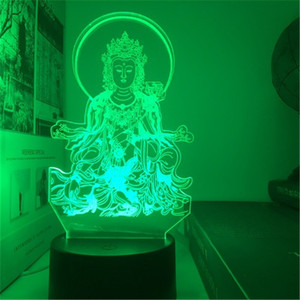 Lampe Led 3D à 7 couleurs impression bouddhiste, veilleuse Guanyin USB, lumière nocturne, éclairage d'ambiance, décoration de la maison, nouvelle collection - Product Image 4