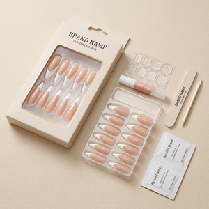 Uñas Postizas Stiletto de Alto Brillo con Punta Francesa, Base Nude Natural, Línea de Sonrisa Profunda, Punta Blanca, Calidad de Salón, Reutilizables, OEM - Product Image 5