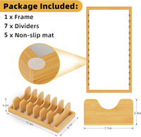 Organisateur de couvercle de casserole en bambou support de couvercle de casserole organisateur de tiroir pour couvercles de casserole casseroles planches à découper et plaques de cuisson assiette à dîner