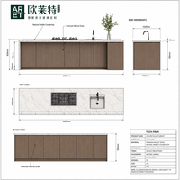 Cuisine modulaire sur mesure ARET avec structure en mélamine, éclairage LED intégré, écologique, garantie 5 ans et plan de travail en quartz