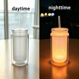 Vaso con globo de nieve de 16 oz, vaso que brilla en la oscuridad para uso nocturno, vaso con globo de nieve transparente preperforado, cantidad de pedido: 40 piezas - Product Image 4