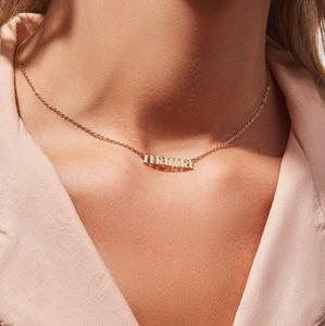 Custom 18K oro placcato in acciaio inox Mama collana a maglia catena festa della <span class=keywords><strong>mamma</strong></span> regalo all'ingrosso <span class=keywords><strong>gioielli</strong></span> della <span class=keywords><strong>mamma</strong></span> - Product Image 1