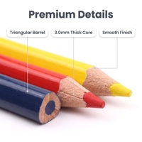 Ensemble de crayons de couleur, 12 couleurs, corps triangulaire en bois, non toxiques, pré-affûtés, mine de 3,0 mm, pour dessin et coloriage d'enfants, logo personnalisé OEM