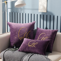 Nouveau Style Housse de Coussin Décorative Carrée en Velours Personnalisée pour Canapé, Taies d'Oreiller Brodées à l'Anglaise
