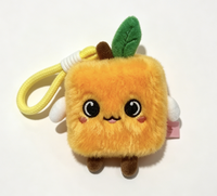 Schattig vierkant oranje pluche squishy speelgoed traagschuim fidget stress verlichter sleutelhanger pluizig fruit hanger kindercadeau groothandel
