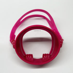 หน้ากากดำน้ำแบบเต็มหน้าสำหรับตกปลาหน้ากากดำน้ำเลนส์กระจกนิรภัยสีแดงกันน้ำมีสายรัดซิลิโคน - Product Image 3