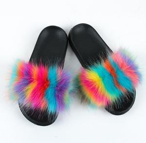 2021 logo personnalisé maison hiver toboggan mode maison concepteur <span class=keywords><strong>fourrure</strong></span> pantoufles faux moelleux <span class=keywords><strong>fausse</strong></span> <span class=keywords><strong>fourrure</strong></span> de renard diapositives pour les femmes - Product Image 6