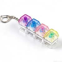 Porte-clés transparent LED avec interrupteur de clavier, 4 boutons, anti-stress, pendentif, souvenir en plastique, cadeau