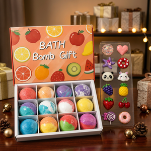 JRMS INDUSTRIES Caja de Regalo con 12 Bombas de Baño Naturales con Dibujos Animados de Frutas, Bolas de Baño Coloridas, Juguetes de Baño Sorpresa para Niños - Product Image 4