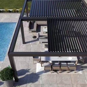 Pavillon <span class=keywords><strong>de</strong></span> luxe en alliage <span class=keywords><strong>d</strong></span>'<span class=keywords><strong>aluminium</strong></span> pour cour, fourni directement par l'usine, véranda extérieure avec stores à variation <span class=keywords><strong>d</strong></span>'<span class=keywords><strong>angle</strong></span> électriques intelligents et télécommande - Product Image 2
