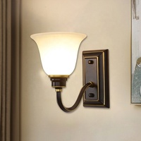LED Country Vintage Living Room Fer Verre Support mural Lampe de chevet Décoration murale Lampes murales d'intérieur