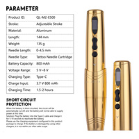 Stylo numérique réglable pour tatouage QL-M2-E500 Quelle Tattoo, double batterie, machine rotative numérique réglable pour PMU