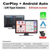 Estéreo Portátil para Auto con CarPlay y Android Auto Inalámbricos, Pantalla Táctil IPS HD 4K de 9 Pulgadas, Compatible con SUV/Camioneta/Autobús/Taxi