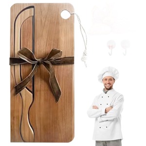 Cross-border wooden <b>bread</b> knife, cutting board, baguette, toast slicing board, solid wood bow knife set, camping <b>bread</b> <b>cutter</b> - Product Image 5
