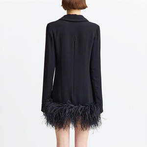 Women's Formal Solid ODM Elegant Blazer-Style Feather Breathable Long-Sleeve Spring <b>Office</b>-Ready Straight Mini <b>Skirt</b> Dress - Product Image 3