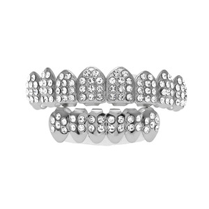 Grillz Iced Out con Strass Completi, Placcati Oro e Argento, Stile Hip Hop, Set Superiore e Inferiore per Uomini e <span class=keywords><strong>Donne</strong></span>, Gioielli da Festa - Product Image 3