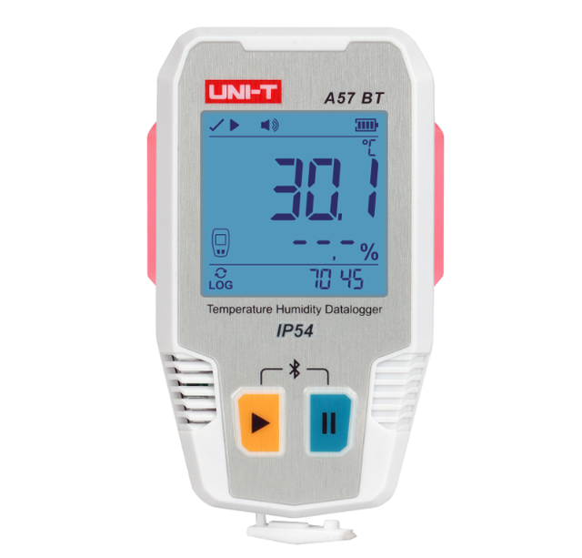 Wide Range: -40℃~85℃ UNI-T A57 BT Temperature Humidity Datalogger With LED Audible Visible Alarm APP and PC Software Connection