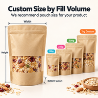 Sachet Doypack Personnalisé en Papier Kraft avec Fenêtre pour Emballage d'Avoine, Refermable avec Fermeture Ziplock, Qualité Alimentaire