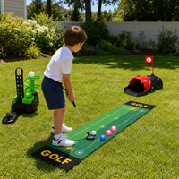Ensemble d'entraînement de golf pour enfants avec distributeur automatique de balles, tapis de putting, cible et 3 clubs réglables, balles lumineuses pour jeu en extérieur