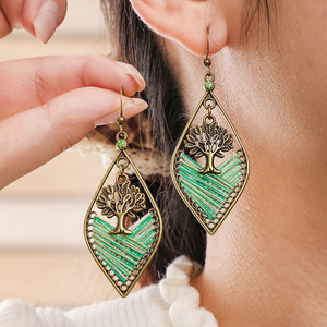 Bohemian Copper Alloy <b>Drop</b> Earrings Geometric Thread Wrapped Women's Party Jewelry Antiqued <b>Bronze</b> Plated Fashion Dangle - Product Image 3