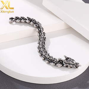 Jewelry Domineering Cuff Vintage Black Keel Chain Bracelets & <b>Bangles</b> Stainless Steel Dragon Head Bracelet for <b>Mens</b> - Product Image 6