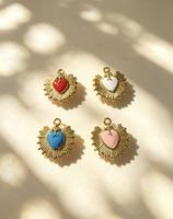 Charme en émail en forme de soleil plaqué or 18 carats en acier inoxydable YWXS pour la fabrication de bijoux DIY